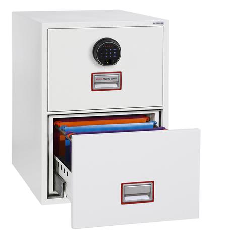57821PH - Phoenix Vertical Fire File 2 Drawer Filing Cabinet Finger Lock White FS2252F