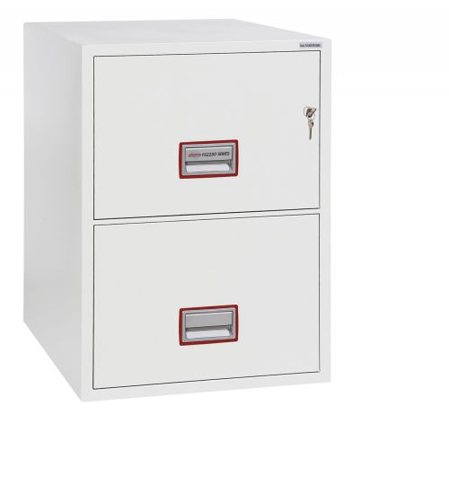 Phoenix Vertical Fire File 2 Drawer Filing Cabinet Key Lock White FS2252K