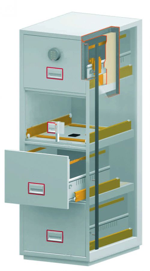 57814PH | THE PHOENIX WORLD CLASS VERTICAL FIRE FILE offers unrivalled protection for documents and data in a stylish modern filing cabinet format. Ultra lightweight insulation materials mean the cabinet can be used on most standard floors without the need for support.