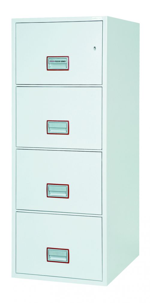 Phoenix Vertical Fire File 4 Drawer Filing Cabinet Key Lock White FS2254K