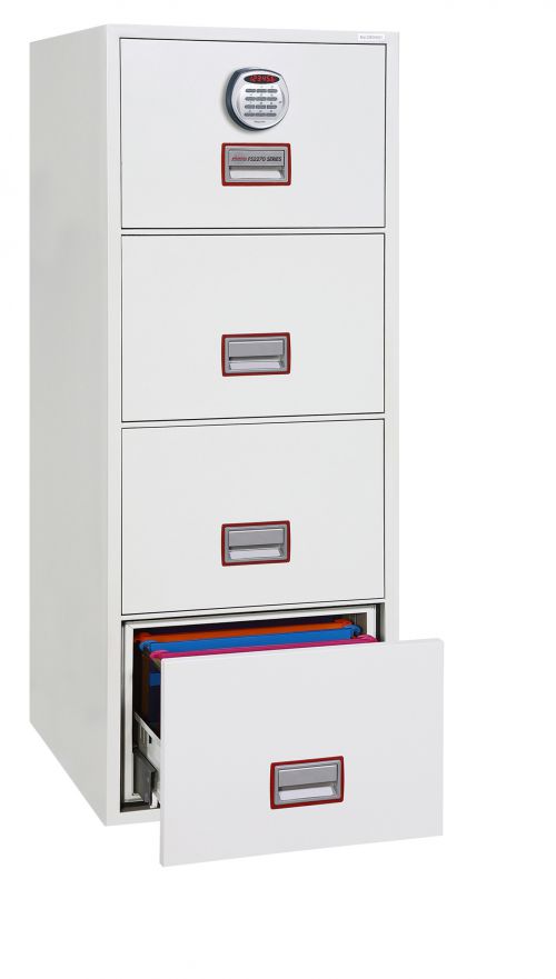 Phoenix World Class Vertical Fire File FS2274E 4 Drawer Filing Cabinet with Electronic Lock Document Safes FS2274E