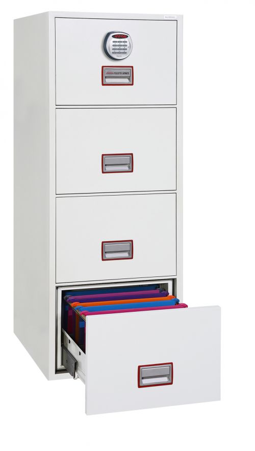 Phoenix World Class Vertical Fire File FS2274E 4 Drawer Filing Cabinet with Electronic Lock Document Safes FS2274E