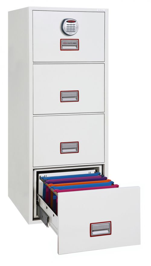 Phoenix World Class Vertical Fire File FS2274E 4 Drawer Filing Cabinet with Electronic Lock