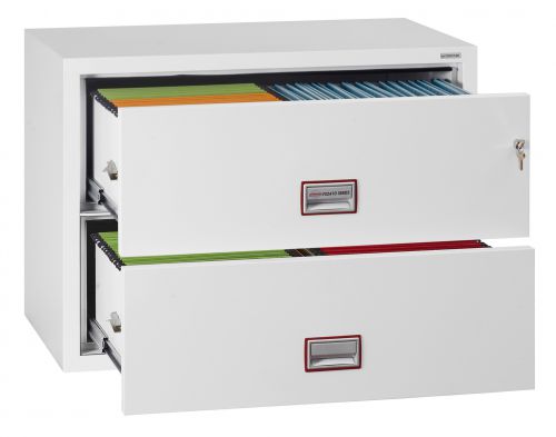 Phoenix World Class Lateral Fire File FS2412K 2 Drawer Filing Cabinet with Key Lock Document Safes FS2412K