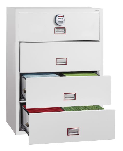 Phoenix World Class Lateral Fire File FS2414E 4 Drawer Filing Cabinet with Electronic Lock Document Safes FS2414E