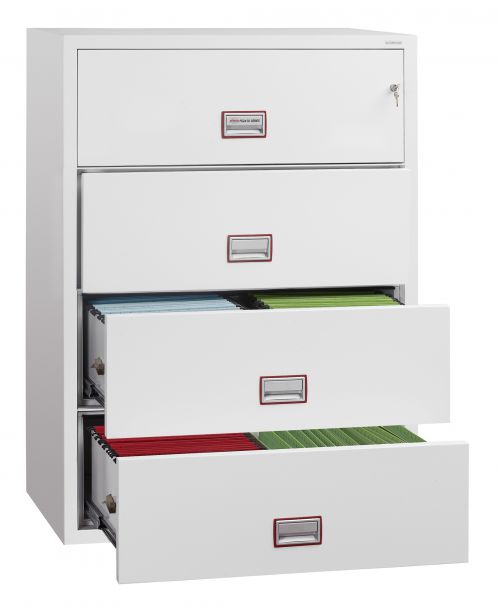 Phoenix World Class Lateral Fire File FS2414K 4 Drawer Filing Cabinet with Key Lock Document Safes FS2414K