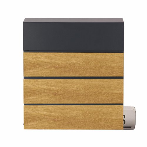 Phoenix Estilo Top Loading Letter Box MB0126KW in Graphite Grey & Wood with Key LockTHE PHOENIX ESTILO MB0126KW TOP-LOADING LETTER BOX is a secure, ultra stylish letter box. Durable, attractive and ideal for the modern home.