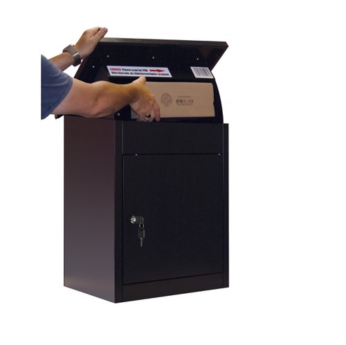 22119PH | THE PHOENIX PARCEL BOX PB0581BK is an all-weather outdoor smart parcel deposit box for receiving and securing multiple home delivery parcels. Ideal for busy households.