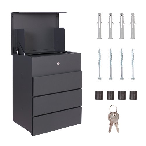 25633PH | Phoenix Top Loading Smart Pacel Box PB1331AAK in Graphite Grey with Key LockTHE PHOENIX PARCEL BOX is an all-weather outdoor smart parcel deposit box for receiving and securing multiple home delivery parcels. Ideal for busy households.