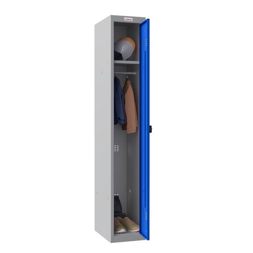 Phoenix PL Series 1 Column 1 Door Personal Locker Grey Body Blue Door with Combination Lock PL1130GBC