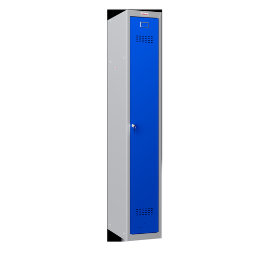 Phoenix PL Series 1 Column 1 Door Personal Locker Grey Body Blue Door with Key Lock PL1130GBK Phoenix