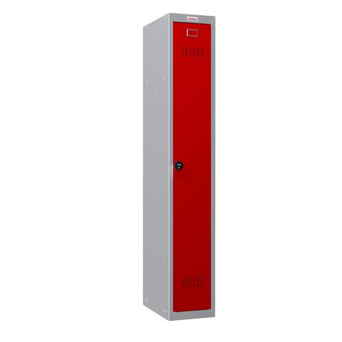 Phoenix PL Series 1 Column 1 Door Personal Locker Grey Body Red Door with Combination Lock PL1130GRC 61958PH