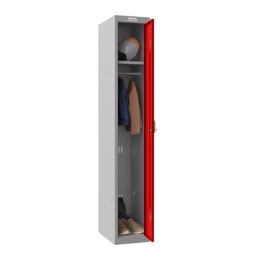 Phoenix PL Series PL1130GRE 1 Column 1 Door Personal Locker Grey Body/Red Door with Electronic Lock