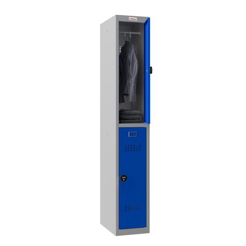 61972PH - Phoenix PL Series 1 Column 2 Door Personal Locker Grey Body Blue Doors with Combination Locks PL1230GBC