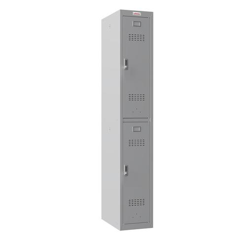Phoenix PL Series 1 Column 2 Door Personal Locker in Grey with Electronic Locks PL1230GGE