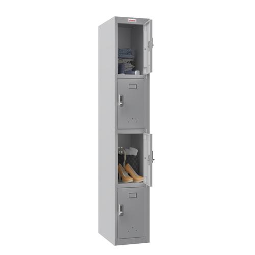 Phoenix PL Series PL1430GGE 1 Column 4 Door Personal locker in Grey with Electronic Locks PL1430GGE Buy online at Office 5Star or contact us Tel 01594 810081 for assistance