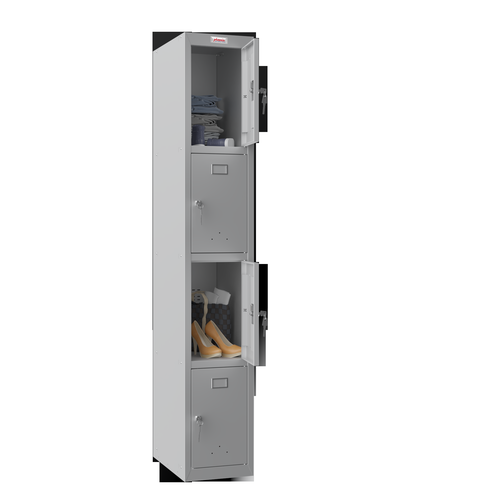 Phoenix PL Series 1 Column 4 Door Personal locker in Grey with Key Locks PL1430GGK  61923PH