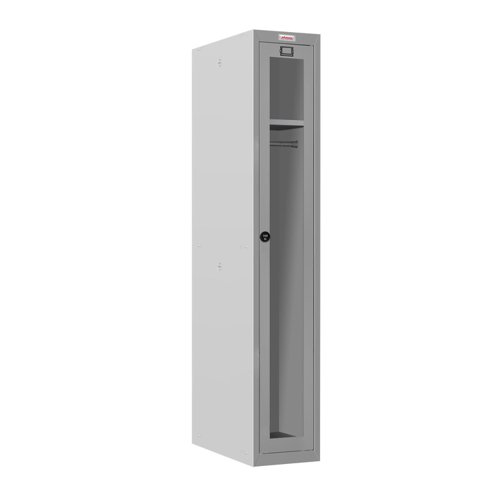 Phoenix PLC Series 1 Column 1 Door Personal Locker With Clear View Door and Combination Lock Grey - PLC1130GGC  54522PH