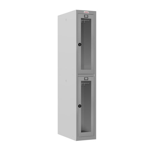 Phoenix PLC Series 1 Column 2 Door Personal Locker With Clear View Door and Combination Locks Grey - PLC1230GGC  54529PH