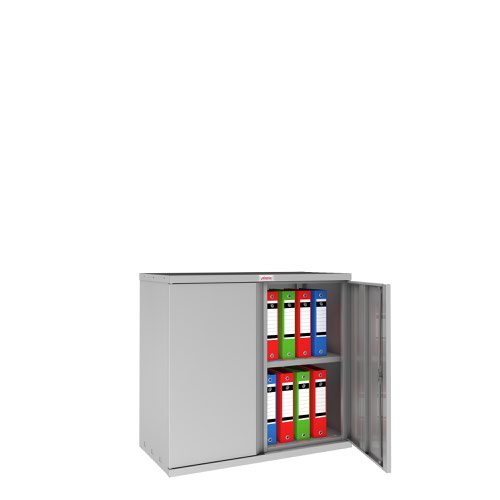Phoenix SC Series 2 Door 1 Shelf Steel Storage Cupboard in Grey with Key Lock SC1010GGK  39771PH