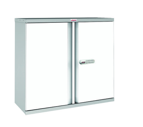 Phoenix SC Series SC1010GWE 2 Door 1 Shelf Steel Storage Cupboard Grey & White Board Door with Electronic Lock