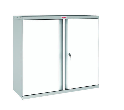 Phoenix SC Series SC1010GWK 2 Door 1 Shelf Steel Storage Cupboard Grey & White Board Door with Key Lock