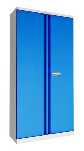 Phoenix SC Series SC1910GBE 2 Door 4 Shelf Steel Storage Cupboard Grey Body & Blue Doors with Electronic Lock