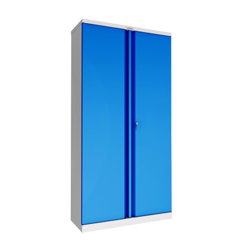 Phoenix SC Series 2 Door 4 Shelf Steel Storage Cupboard Grey Body Blue Doors with Key Lock SC1910GBK Phoenix