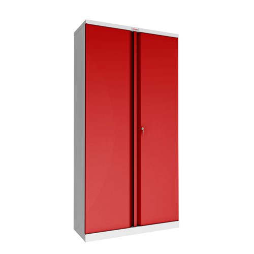 Phoenix SC Series SC1910GRK 2 Door 4 Shelf Steel Storage Cupboard Grey Body & Red Doors with Key Lock