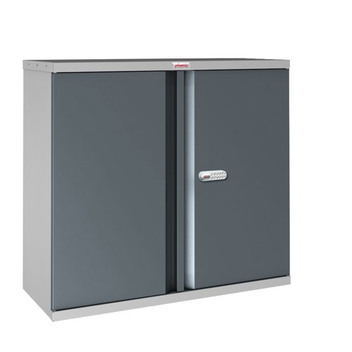 Phoenix SCL Series SCL0891GAE 2 Door 1 Shelf Steel Storage Cupboard Grey Body & Anthracite Grey Doors with Electronic Lock