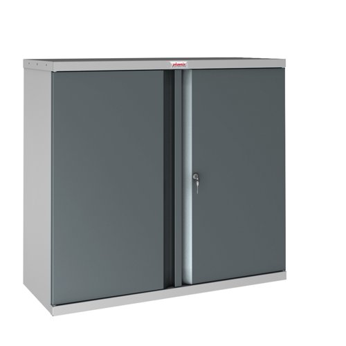 Phoenix SCL Series SCL0891GAK 2 Door 1 Shelf Steel Storage Cupboard Grey Body & Anthracite Grey Doors with Key Lock