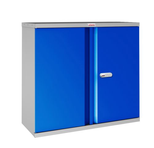 Phoenix SCL Series 2 Door 1 Shelf Steel Storage Cupboard Grey Body Blue Doors with Electronic Lock SCL0891GBE