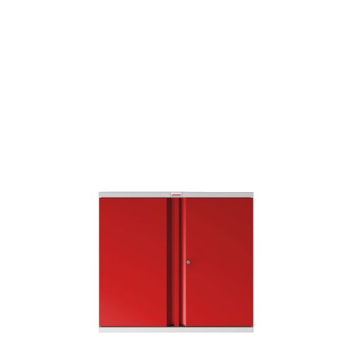 Phoenix SCL Series 2 Door 1 Shelf Steel Storage Cupboard Grey Body Red Doors with Key Lock SCL0891GRK