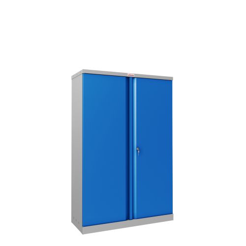Phoenix SCL Series 2 Door 3 Shelf Steel Storage Cupboard Grey Body Blue Doors with Key Lock SCL1491GBK