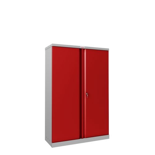 34381PH - Phoenix SCL Series 2 Door 3 Shelf Steel Storage Cupboard Grey Body Red Doors with Key Lock SCL1491GRK