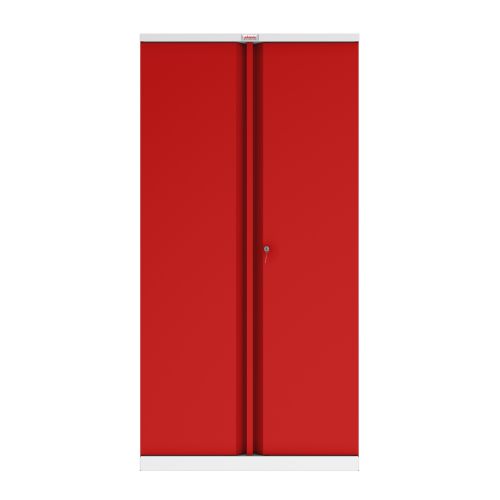 Phoenix SCL Series 2 Door 4 Shelf Steel Storage Cupboard Grey Body Red Doors with Key Lock SCL1891GRK  34402PH