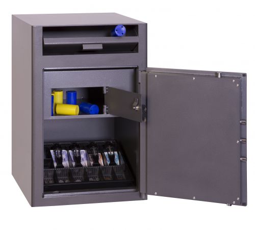 THE PHOENIX CASHIER DEPSOIT is a front loading security and deposit safe for 24 hour cash management. 