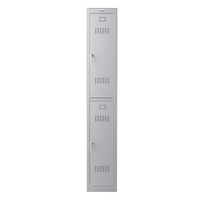 Phoenix PL Series 1 Column 2 Door Personal Locker in Grey with Key Locks PL1230GGK