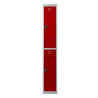 Phoenix PL Series 1 Column 2 Door Personal Locker Grey Body Red Doors with Combination Locks PL1230GRC