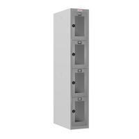 Phoenix PLC Series 1 Column 4 Door Personal Locker With Clear View Door and Combination Locks Grey - PLC1430GGC