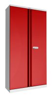 Phoenix SC Series 2 Door 4 Shelf Steel Storage Cupboard Grey Body Red Doors with Electronic Lock SC1910GRE