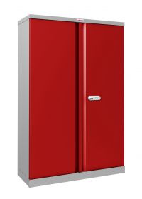 Phoenix SCL Series 2 Door 3 Shelf Steel Storage Cupboard Grey Body Red Doors with Electronic Lock SCL1491GRE