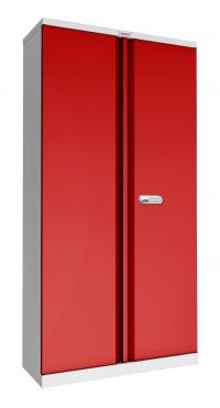 Phoenix SCL Series 2 Door 4 Shelf Steel Storage Cupboard Grey Body Red Doors with Electronic Lock SCL1891GRE