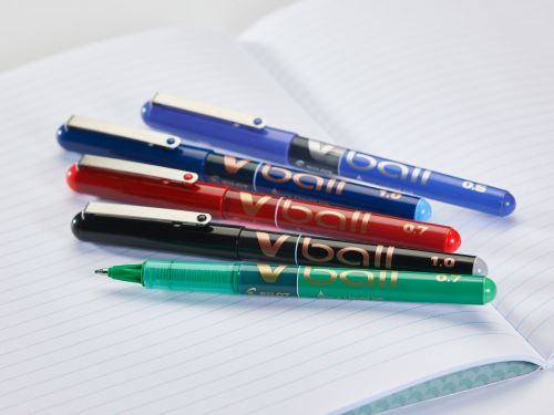 75741PT - Pilot VBall Liquid Ink Rollerball Pen 0.5mm Tip 0.3mm Line Red (Pack 12) - 4902505085413SA