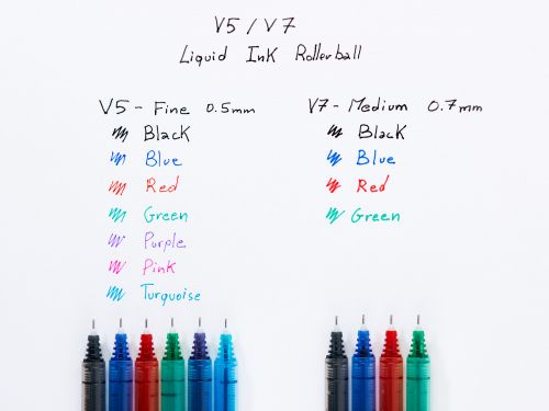 Pilot V5 Hi-Tecpoint Liquid Ink Rollerball Pen 0.5mm Tip 0.3mm Line Red (Pack 12) - 100101202