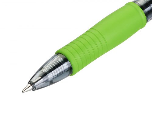 This Pilot G207 retractable pen features gel ink for smooth writing and improved ink flow. The pen has a convenient retractable design with a cushioned rubber grip for comfort even over protracted periods of writing. The ink is refillable, acid free and suitable for archival use. The pen has a medium 0.7mm nib, which writes a 0.4mm line width and also features a translucent barrel, allowing you to monitor remaining ink levels. This pack contains 12 red pens.