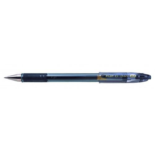 Pilot G-3 Gel Rollerball Pen Refillable Rubber Grip 0.7mm Tip 0.39mm Line Black Ref 090101201 [Pack 12]