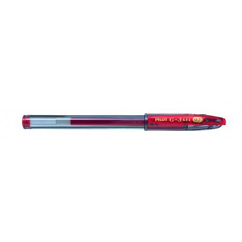 Pilot G-3 Gel Rollerball Pen Refillable Rubber Grip 0.7mm Tip 0.39mm Line Red Ref 090101202 [Pack 12]