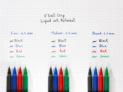 Pilot V-Ball VBG5 Rollerball Pen Rubber Grip Fine 0.5mm Tip 0.3mm Line Black Ref 4902505322822 [Pack 12]