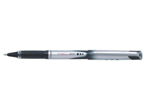 Pilot V-Ball VBG7 Rollerball Pen Rubber Grip Medium 0.7mm Tip 0.4mm Line Black Ref BLNVBG7B [Pack 12]
